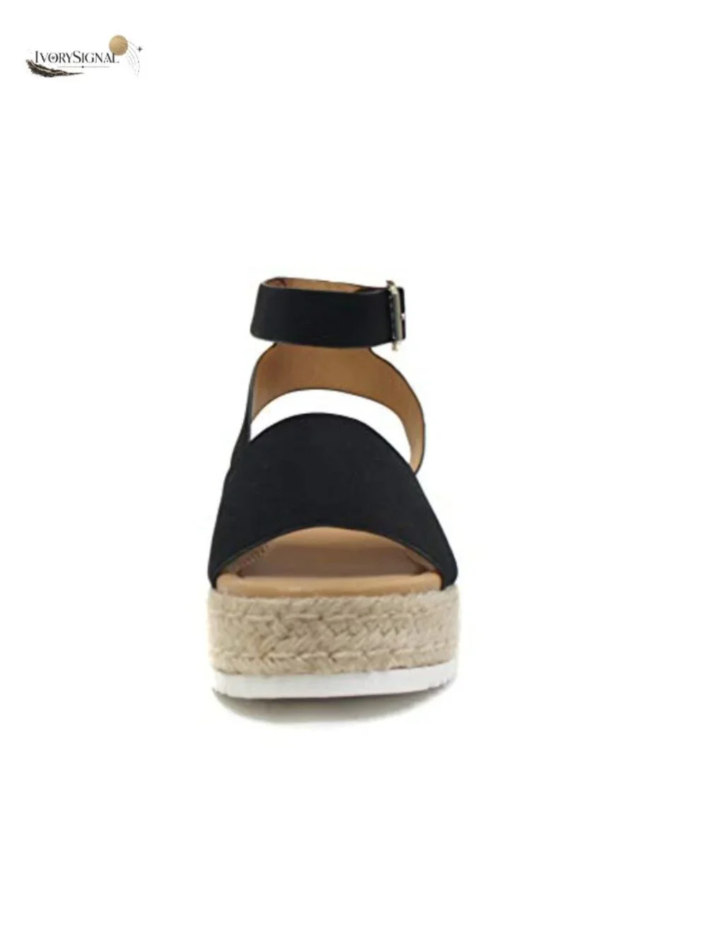 Faux Leather Espadrille Wedge Sandals Ankle Strap Open Toe Flatform